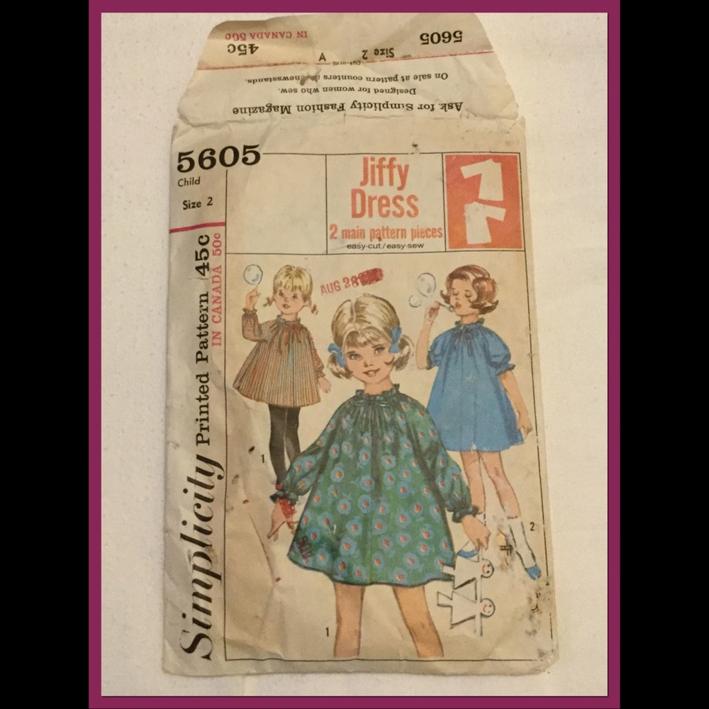 Vtg Jiffy Dress Pattern, sz 2